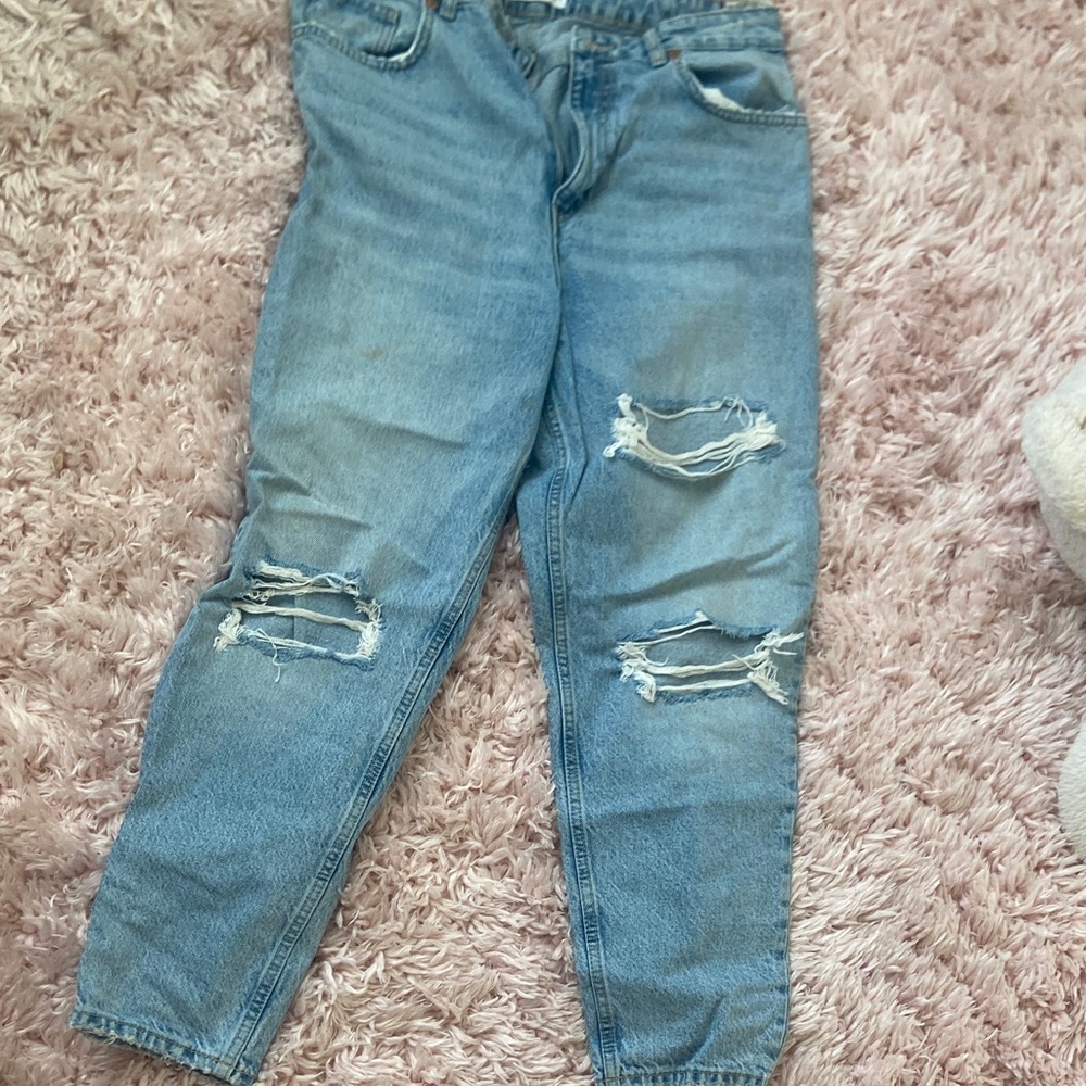 Zara Light Blue Distressed Women Jeans